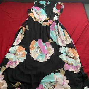 20W Black Floral Dress